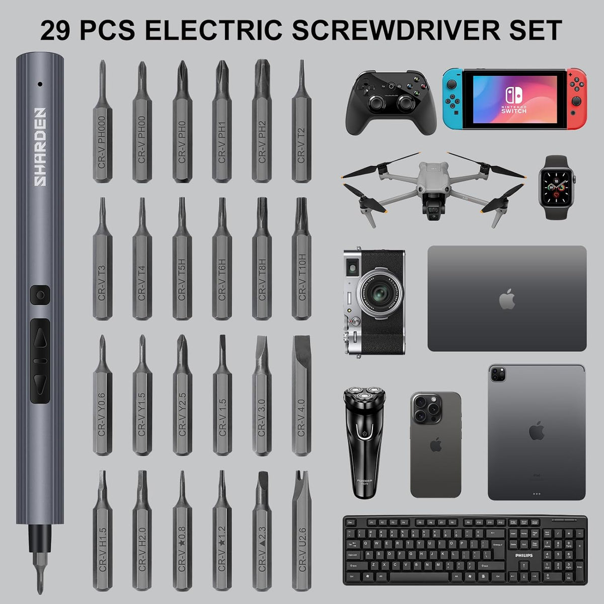 29 in 1 Mini Electric Screwdriver,Small Electric Screw Driver(Blue)