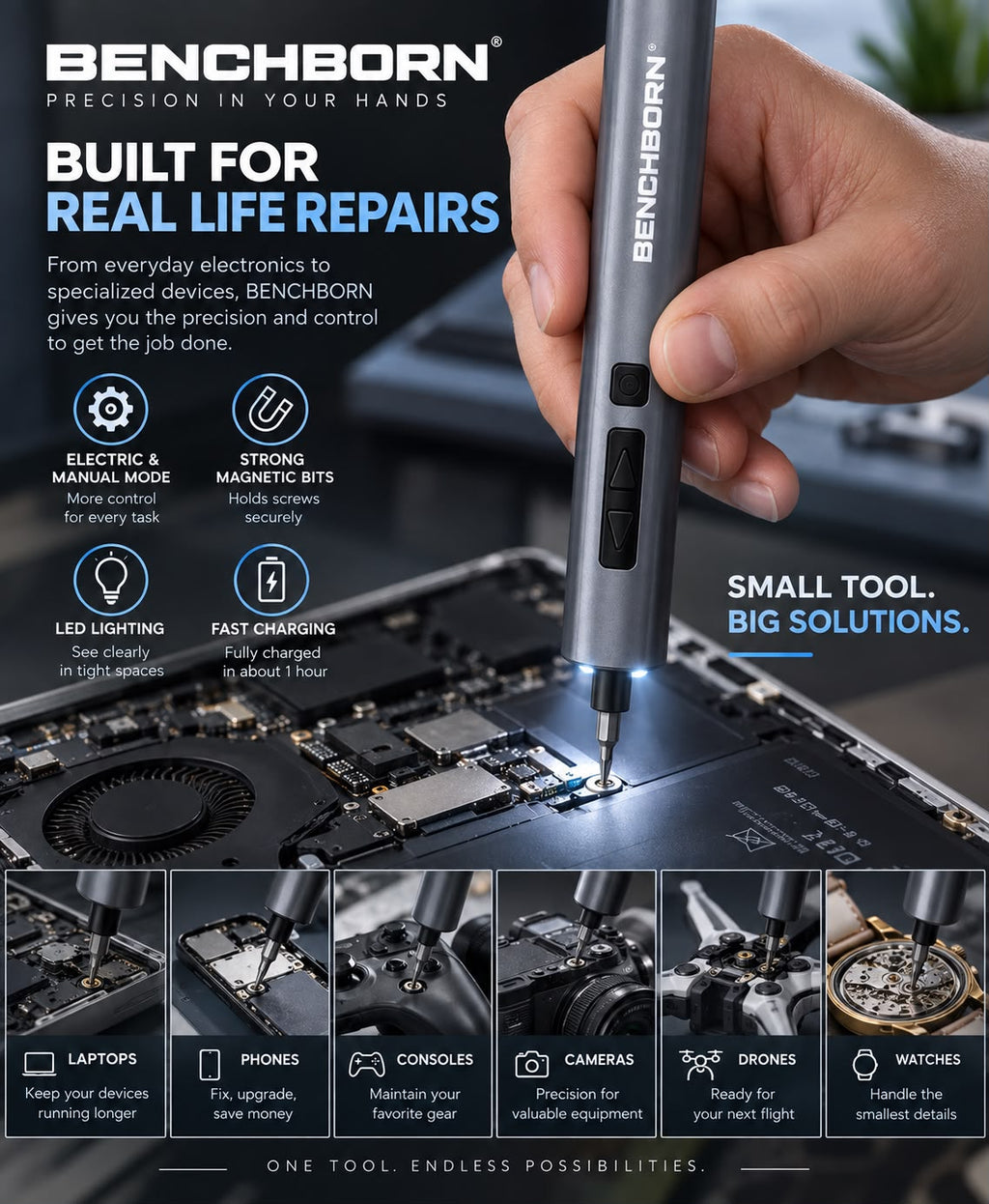 BENCHBORN™ 29-in-1 Precision Electric Screwdriver Kit